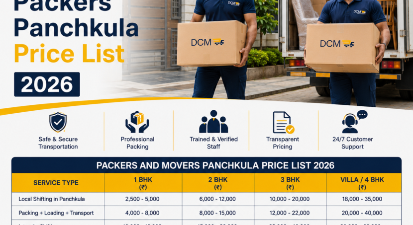 Movers And Packers Panchkula Price List